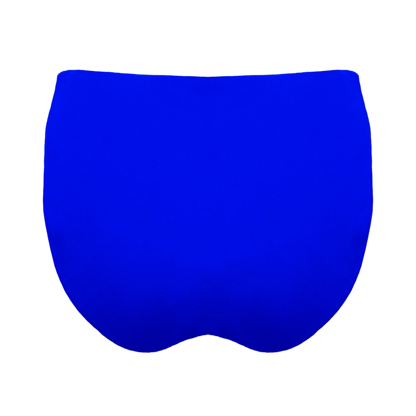 Back view of royal blue Mid rise bikini bottom with cheeky coverage and wide gathered sides.