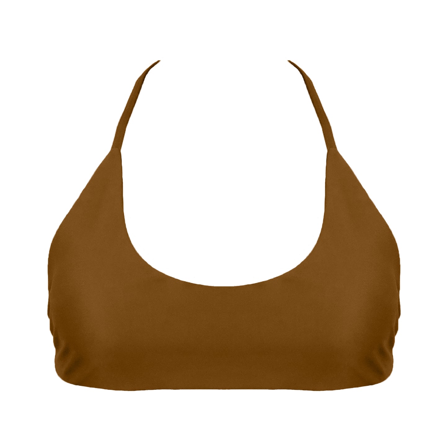 Clay Sports bra inspired bikini top with a bralette scoop neckline and skinny racerback straps.