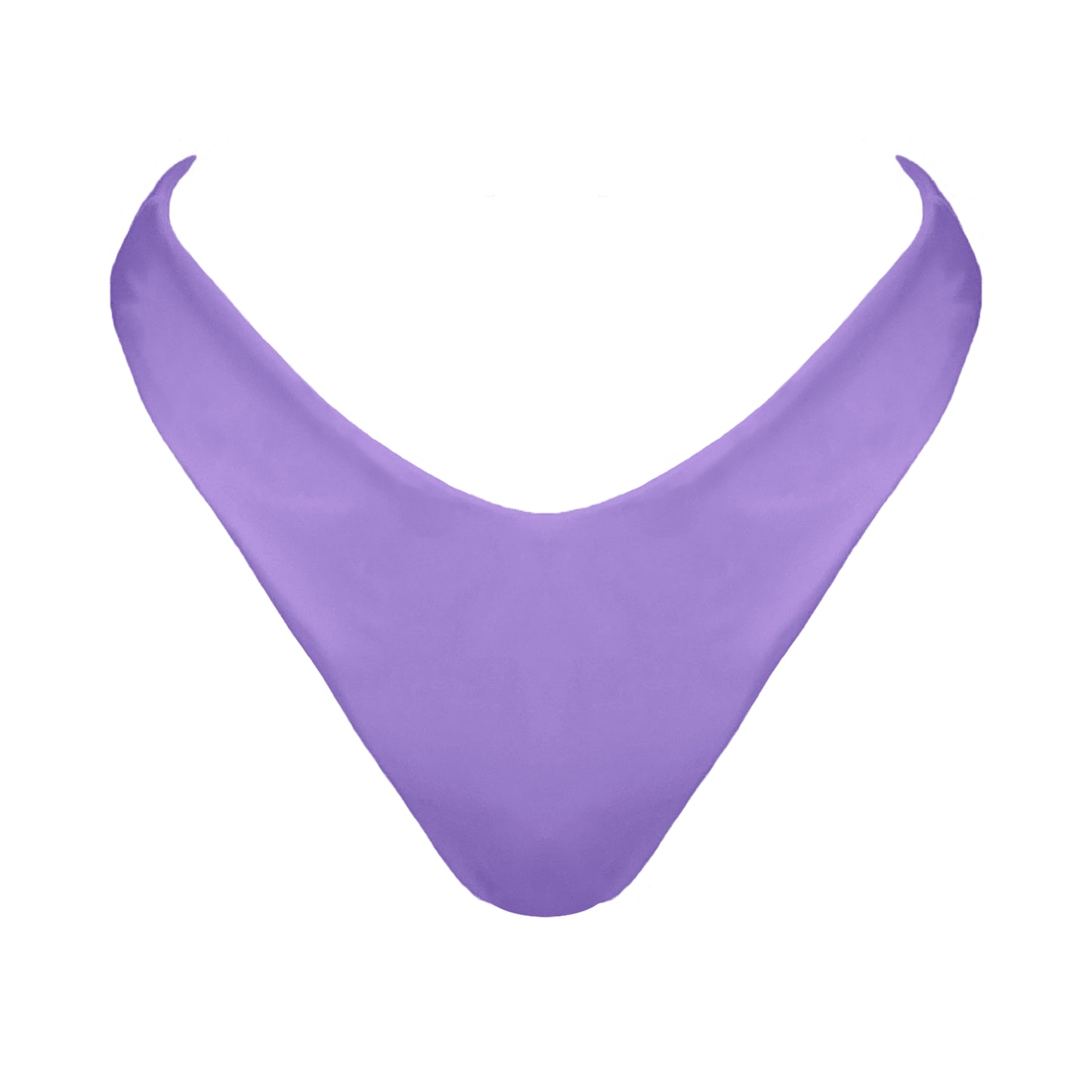 Pastel purple V-front mid rise bikini bottom with high cut sides and cheeky coverage.
