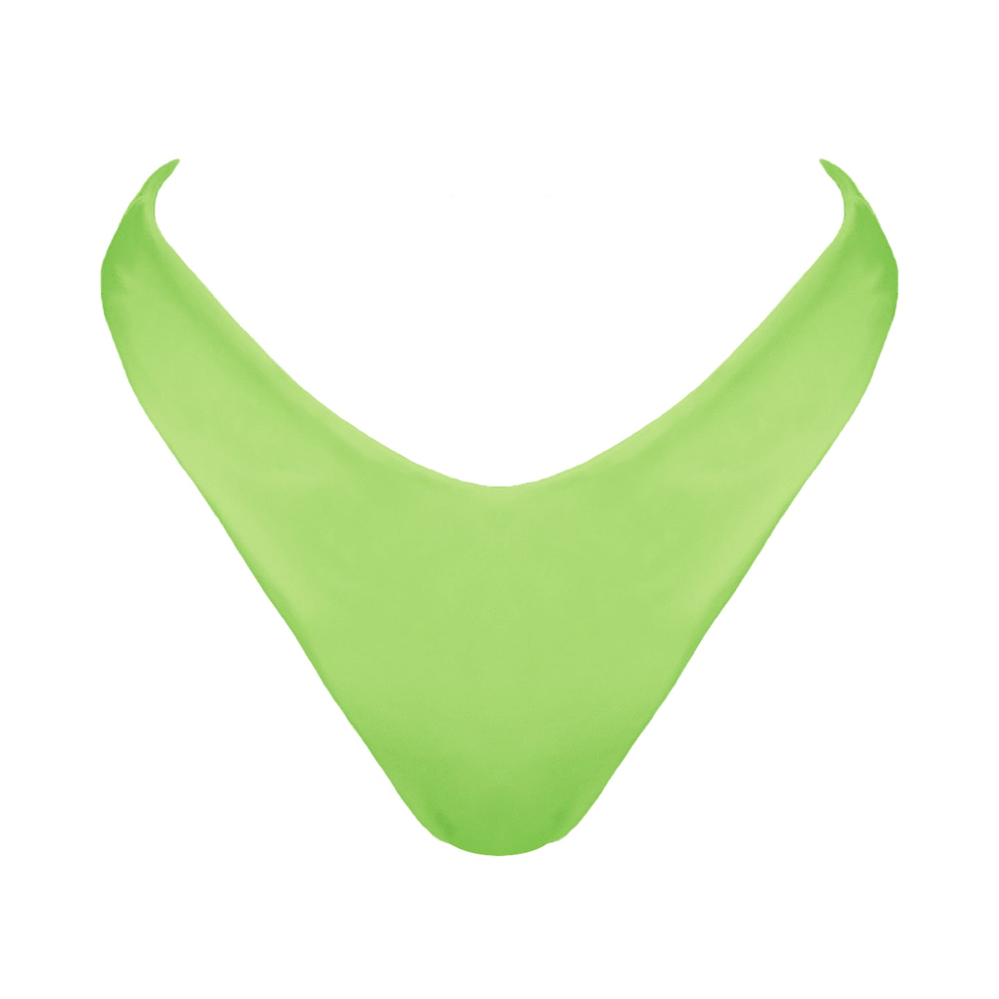 Light neon green V-front mid rise bikini bottom with high cut sides and cheeky coverage.