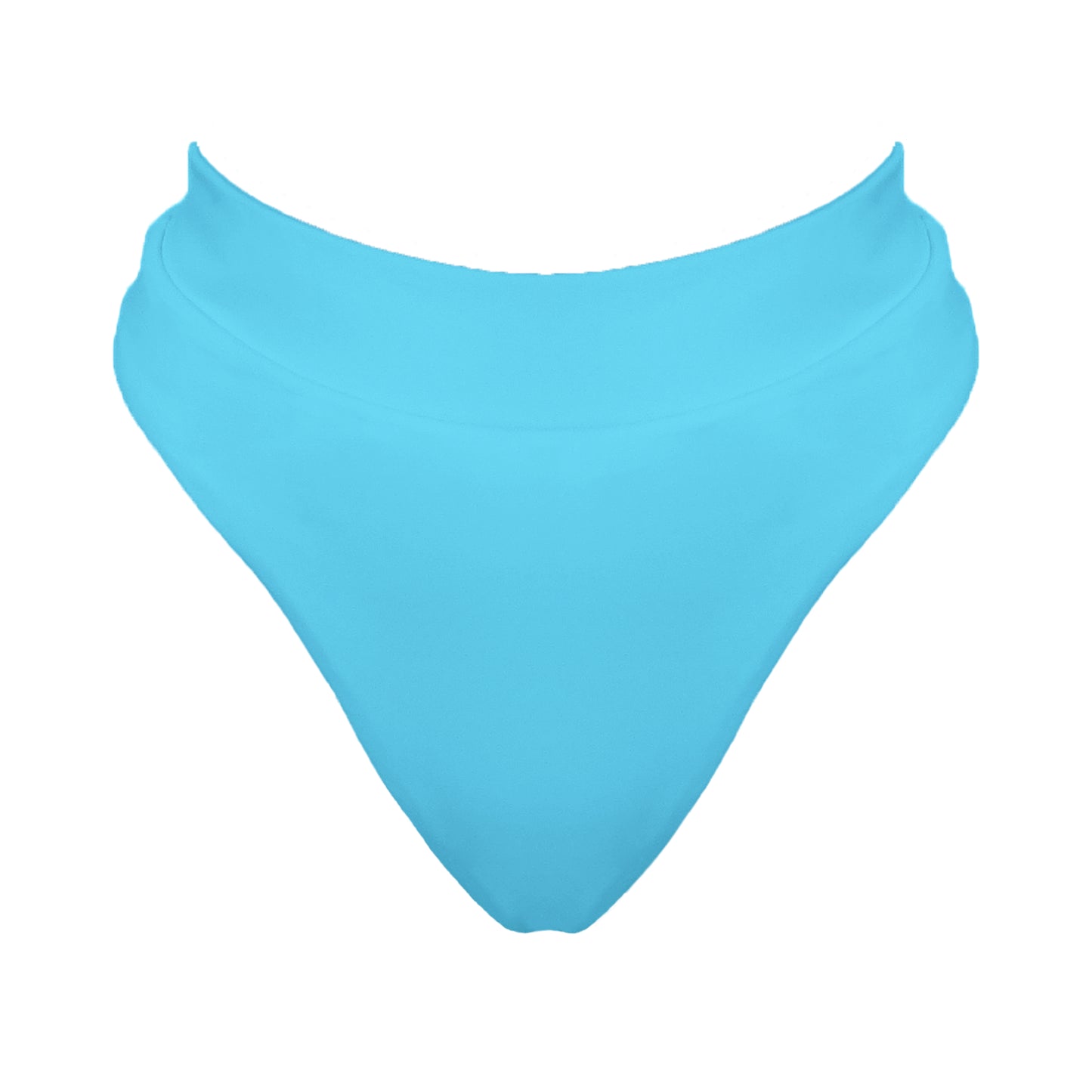 Acqua blue banded high waist full coverage bikini bottom.