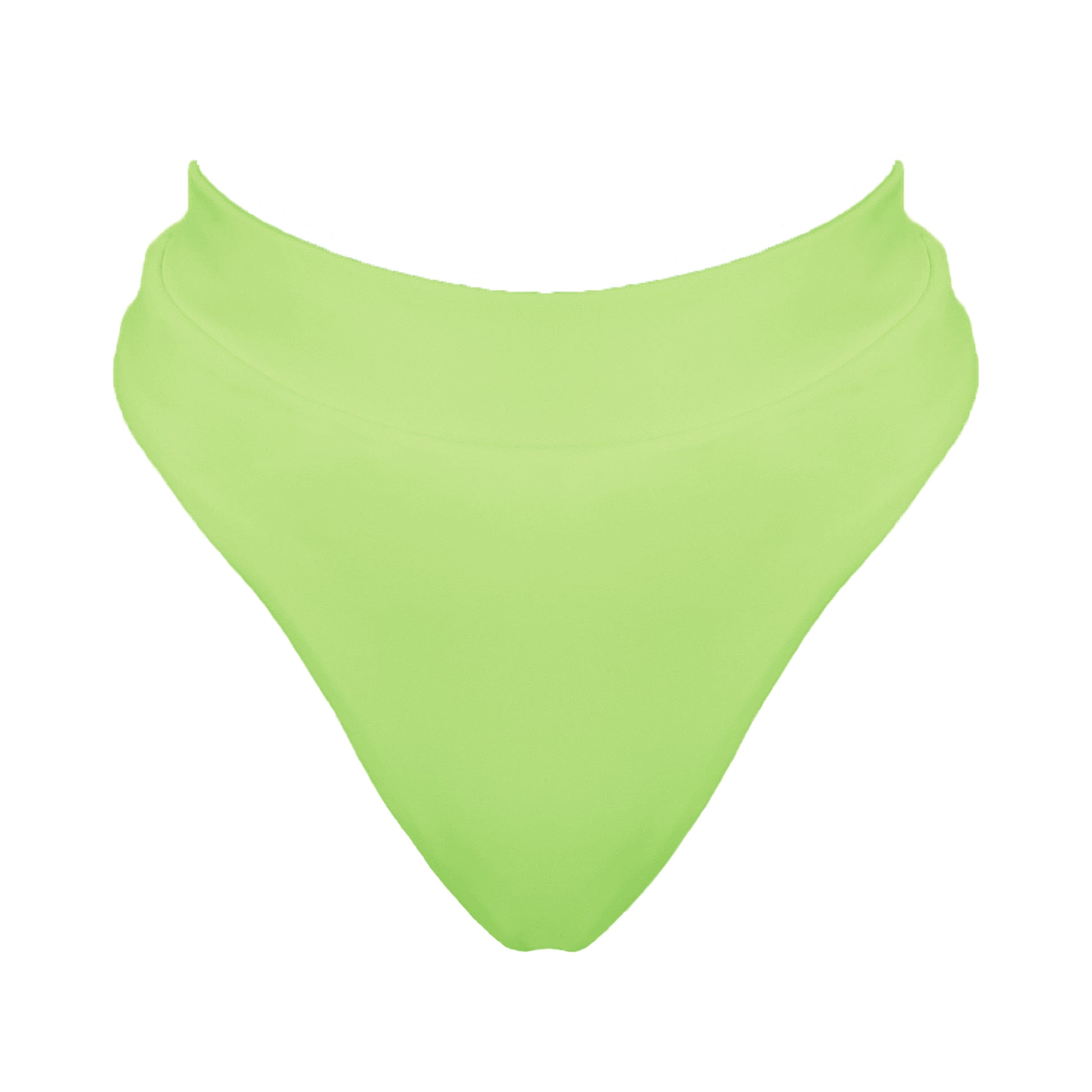 Light neon green banded high waist full coverage bikini bottom.