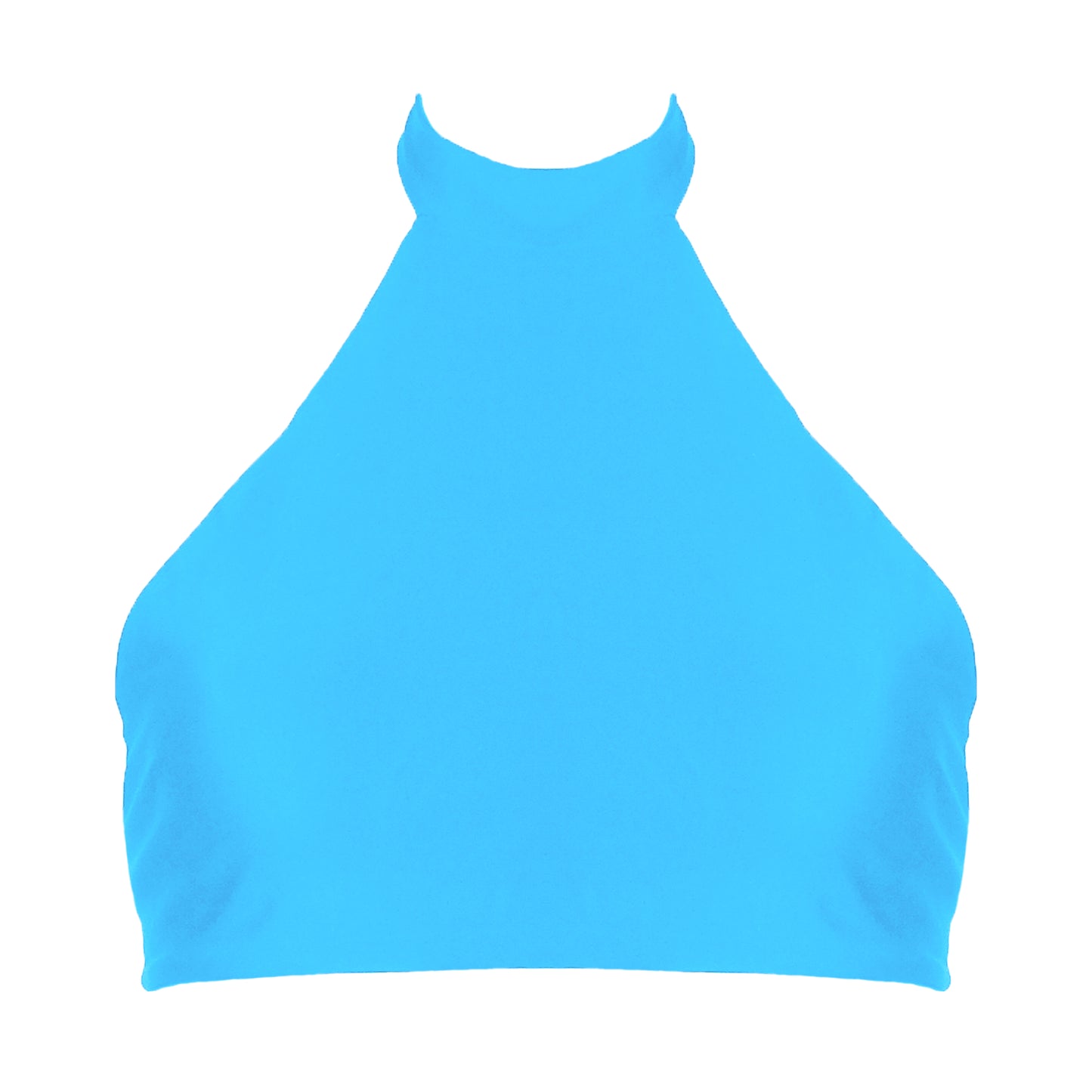 Acqua blue sport inspired halter neck bikini top with adjustable tie back straps.