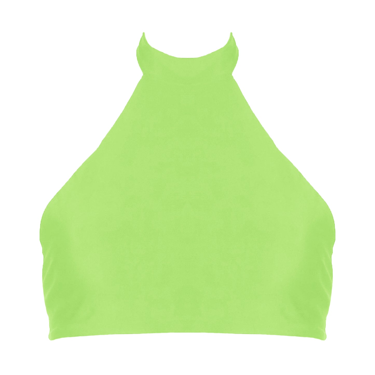 Light neon green sport inspired halter neck bikini top with adjustable tie back straps.