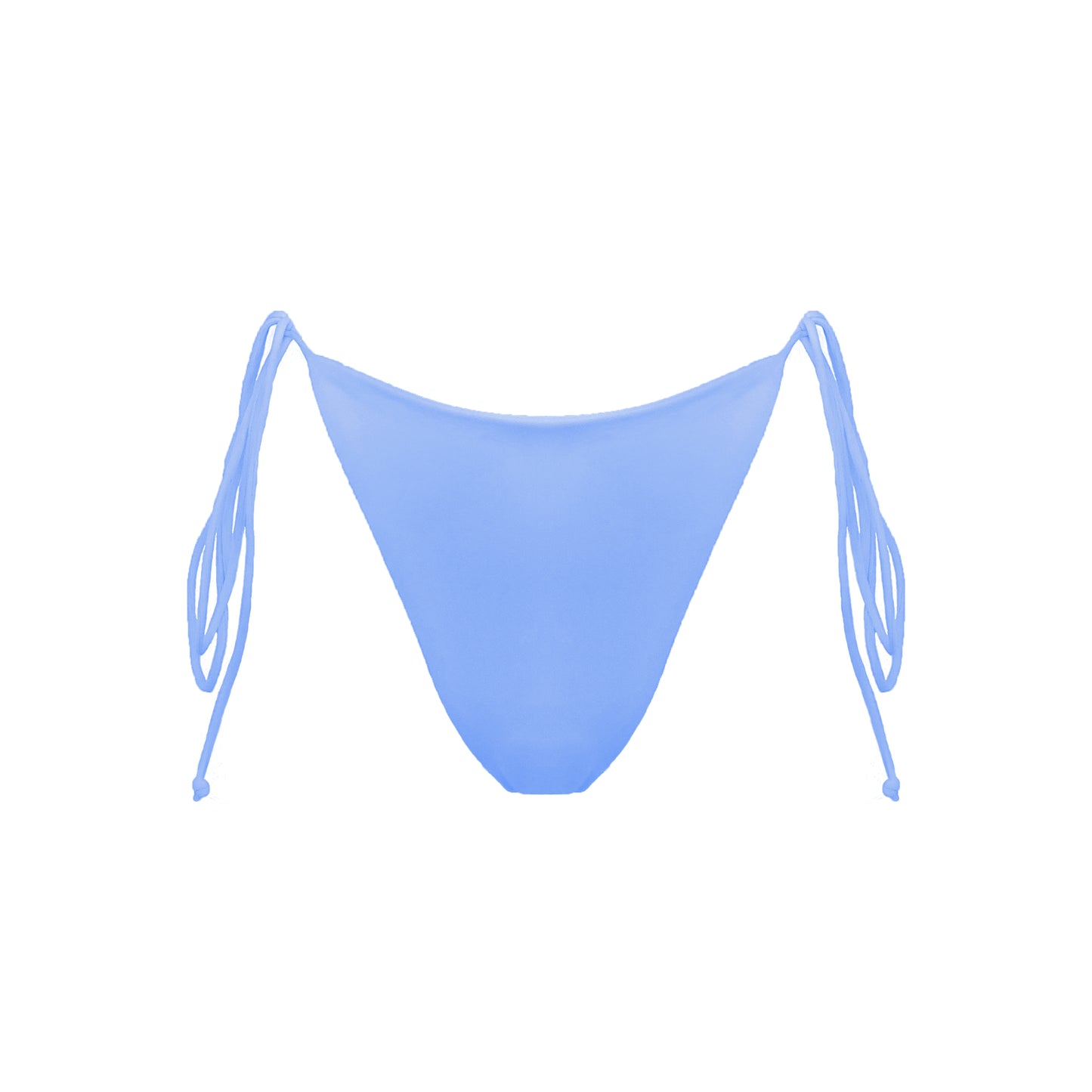 Periwinkle blue Ravello bikini bottom with adjustable side tie straps and cheeky bum coverage.