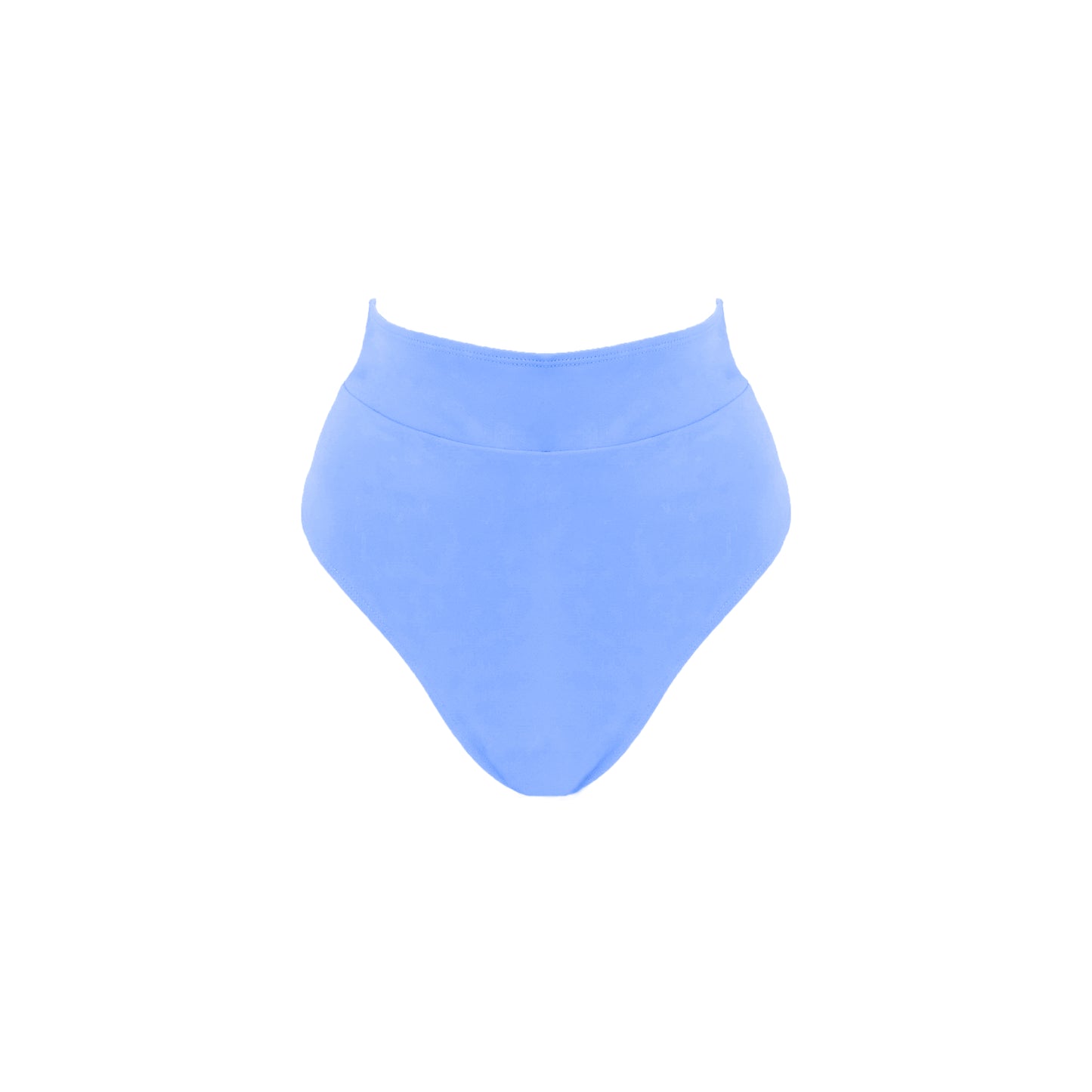 Periwinkle blue ultra high waist bikini bottom with banded waist, high cut legs and full bum coverage.