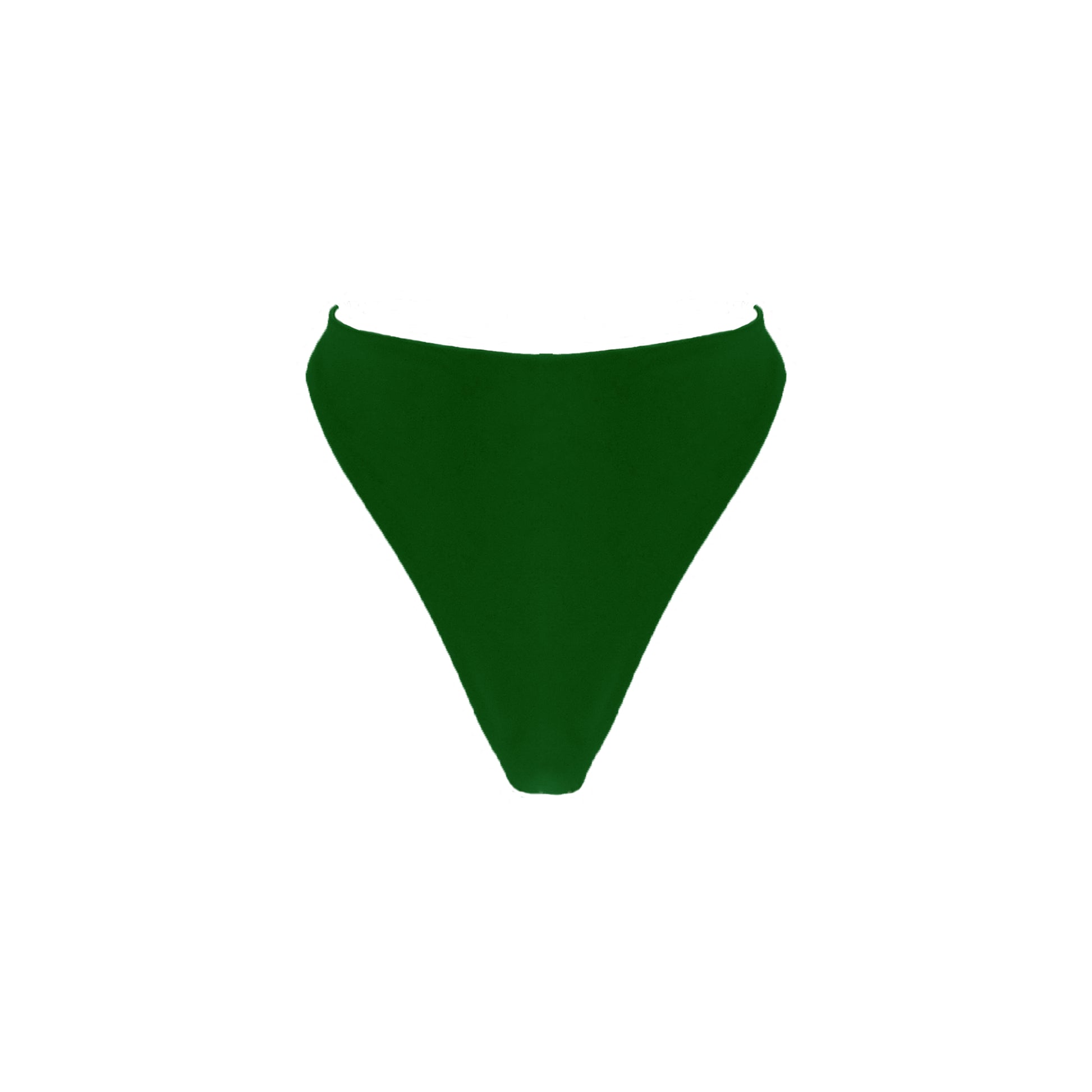 Hunter green high waist thong bikini bottom with high cut legs.