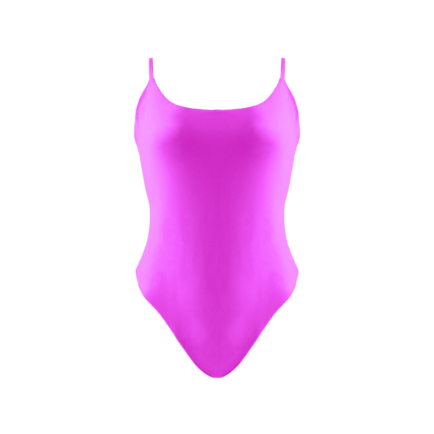 Barbie pink Simplistic scoop neck one piece swimsuit with tie back, high cut legs and cheeky bum coverage.