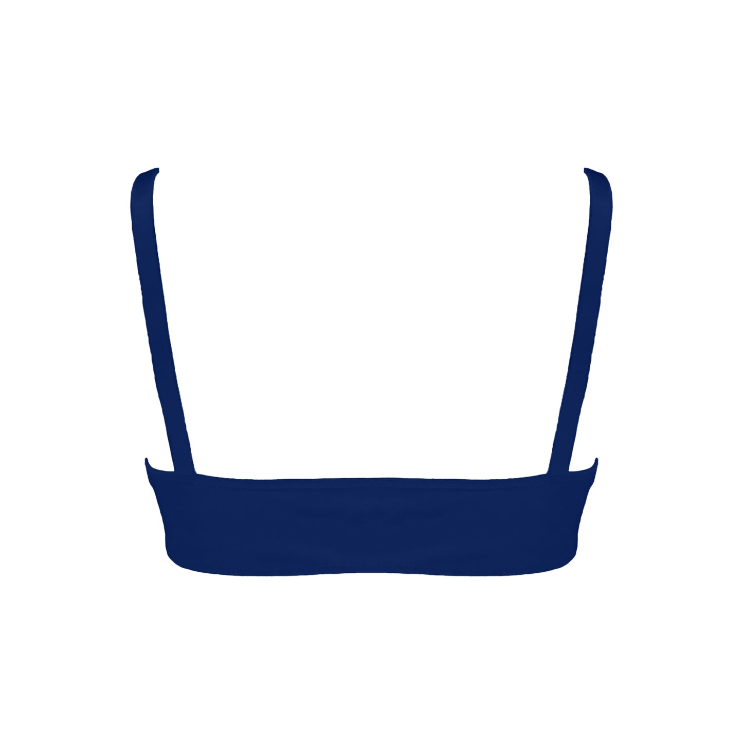 Back view of midnight navy Scoop neck bralette style bikini top.
