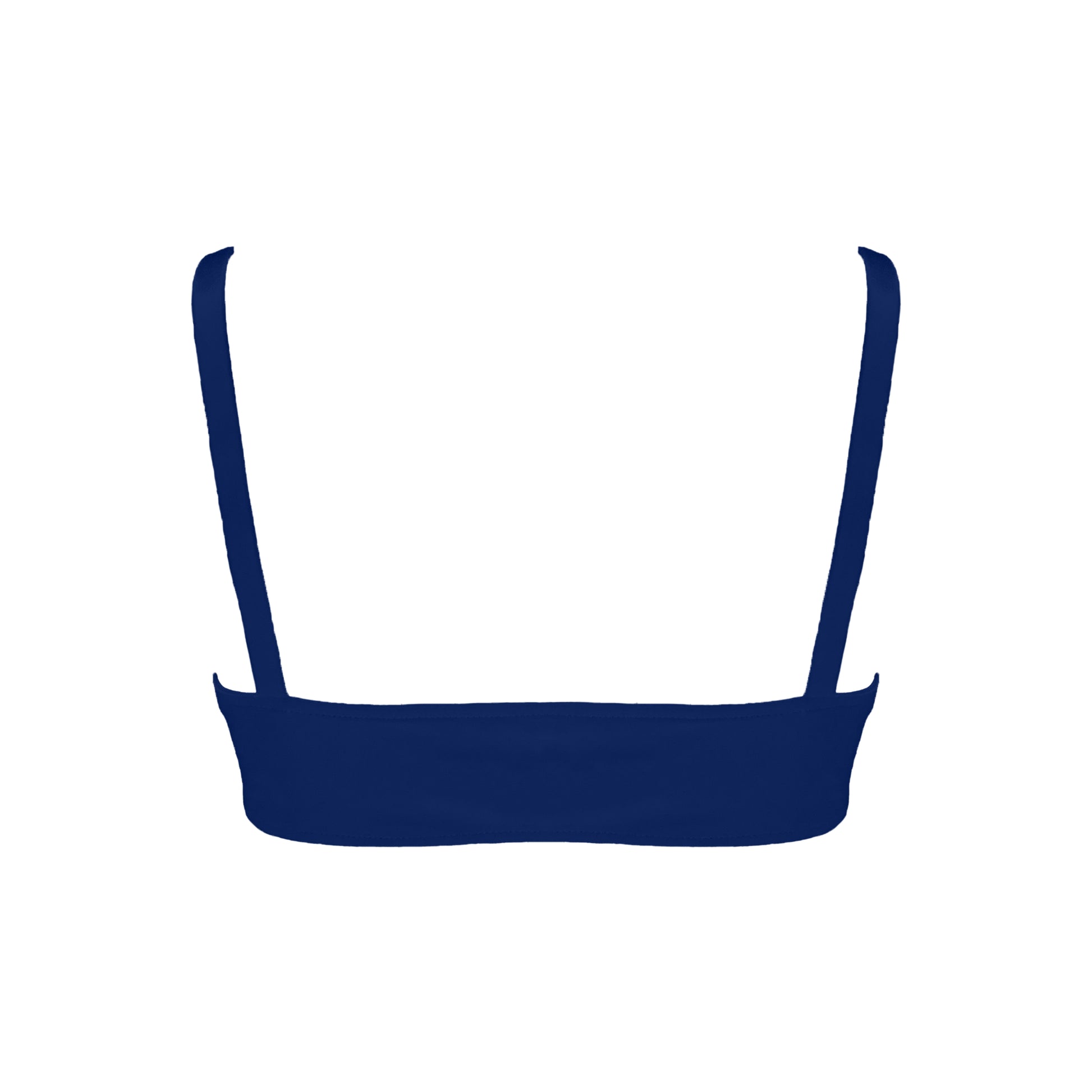 Back view of midnight navy Scoop neck bralette style bikini top.
