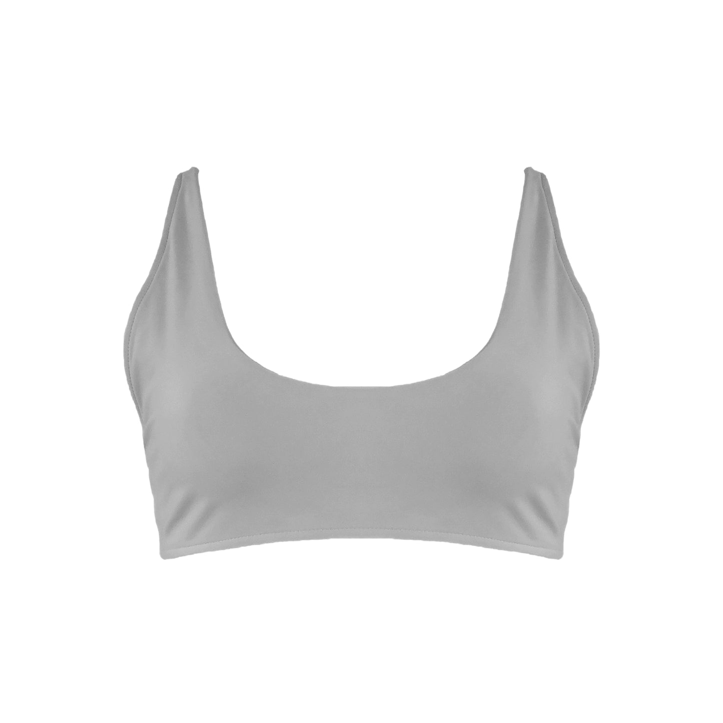 Light grey Scoop neck bralette style bikini top.