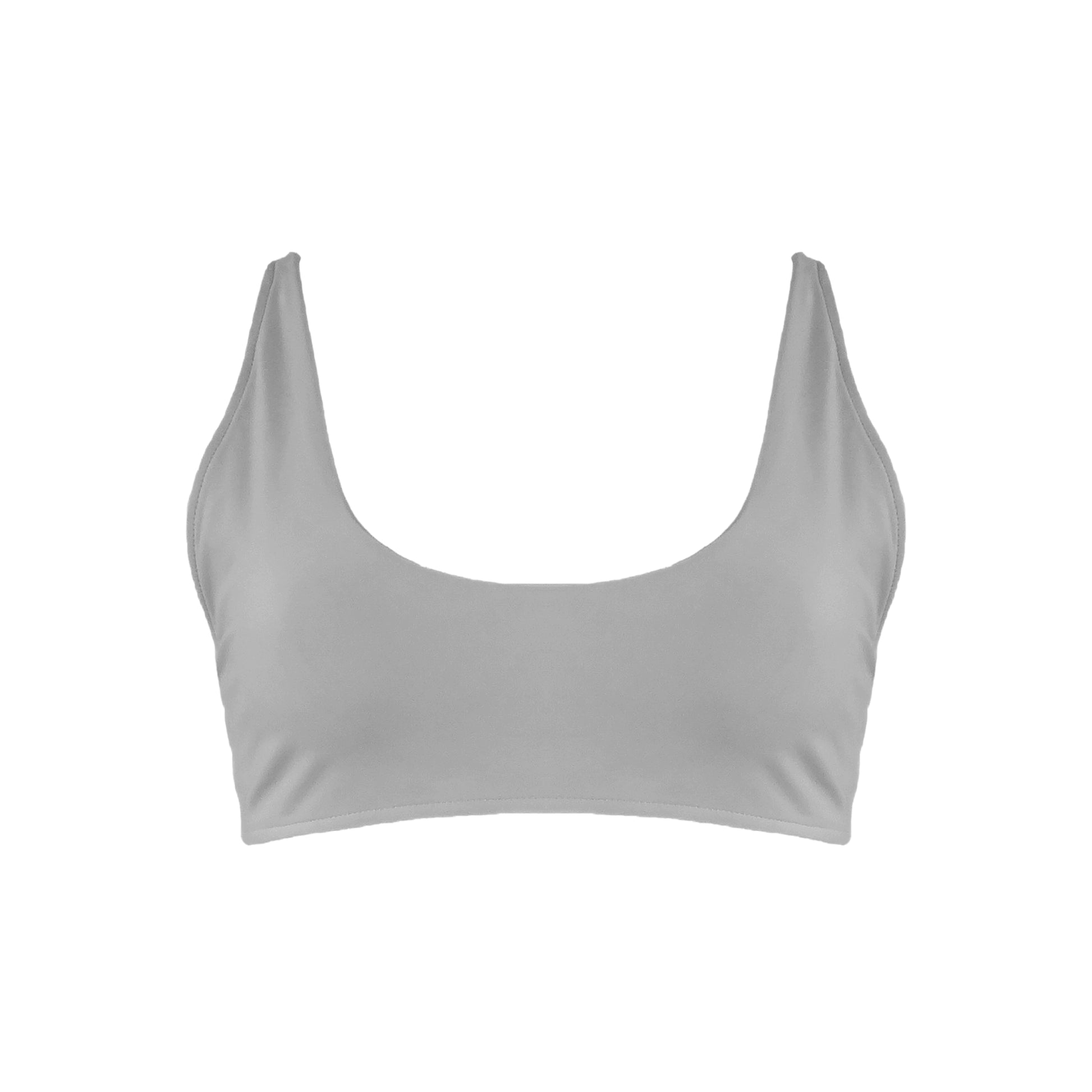 Light grey Scoop neck bralette style bikini top.
