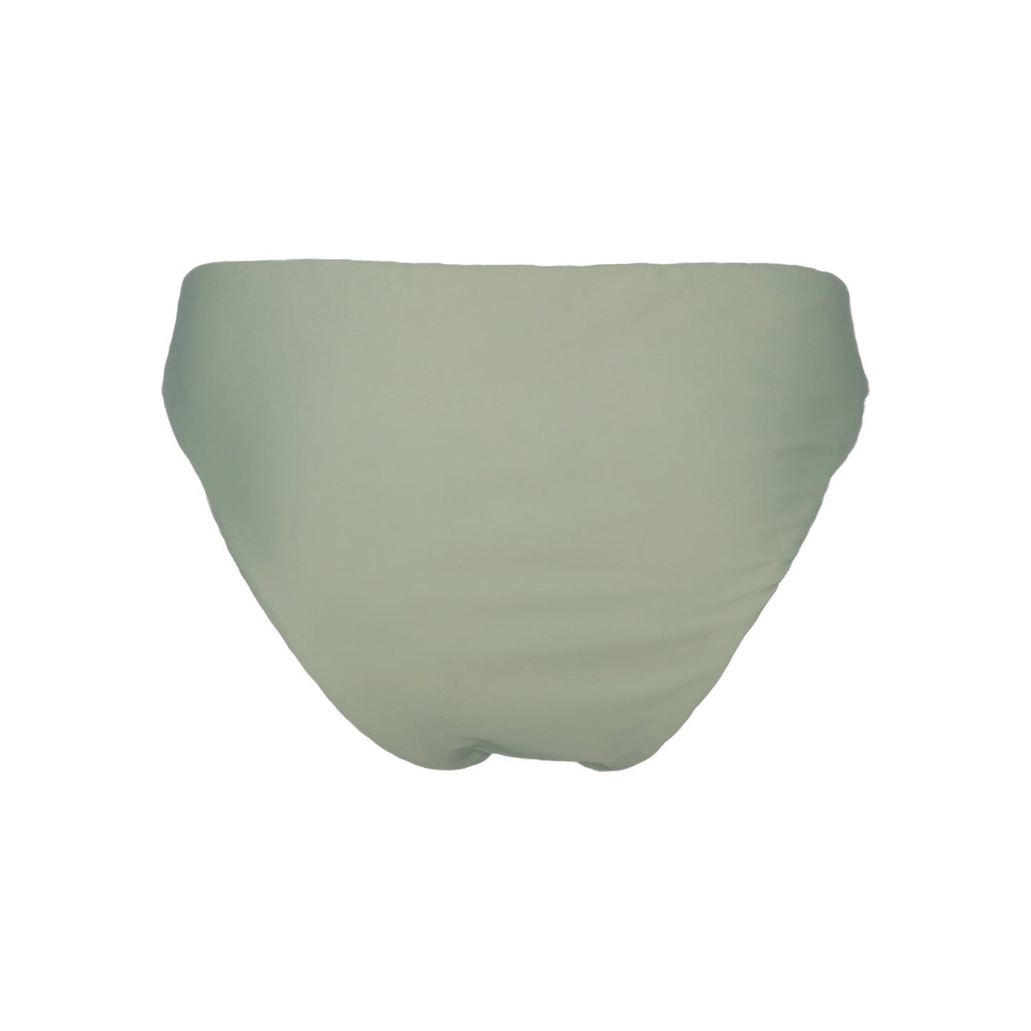 Back view of Sage mid rise bikini bottom with added front tie belt detail and cheeky bum coverage.