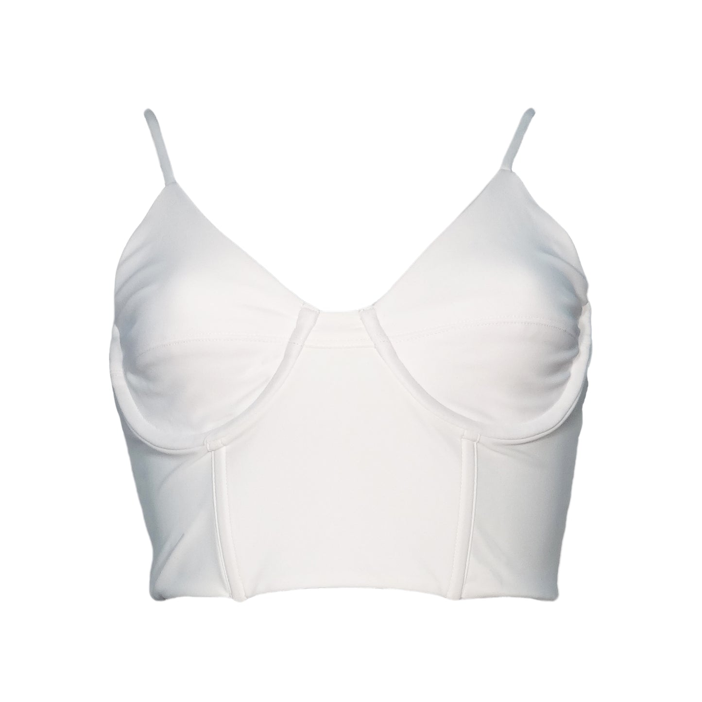 Cloud bustier bikini top with adjustable straps, underwire and princess seam boning.