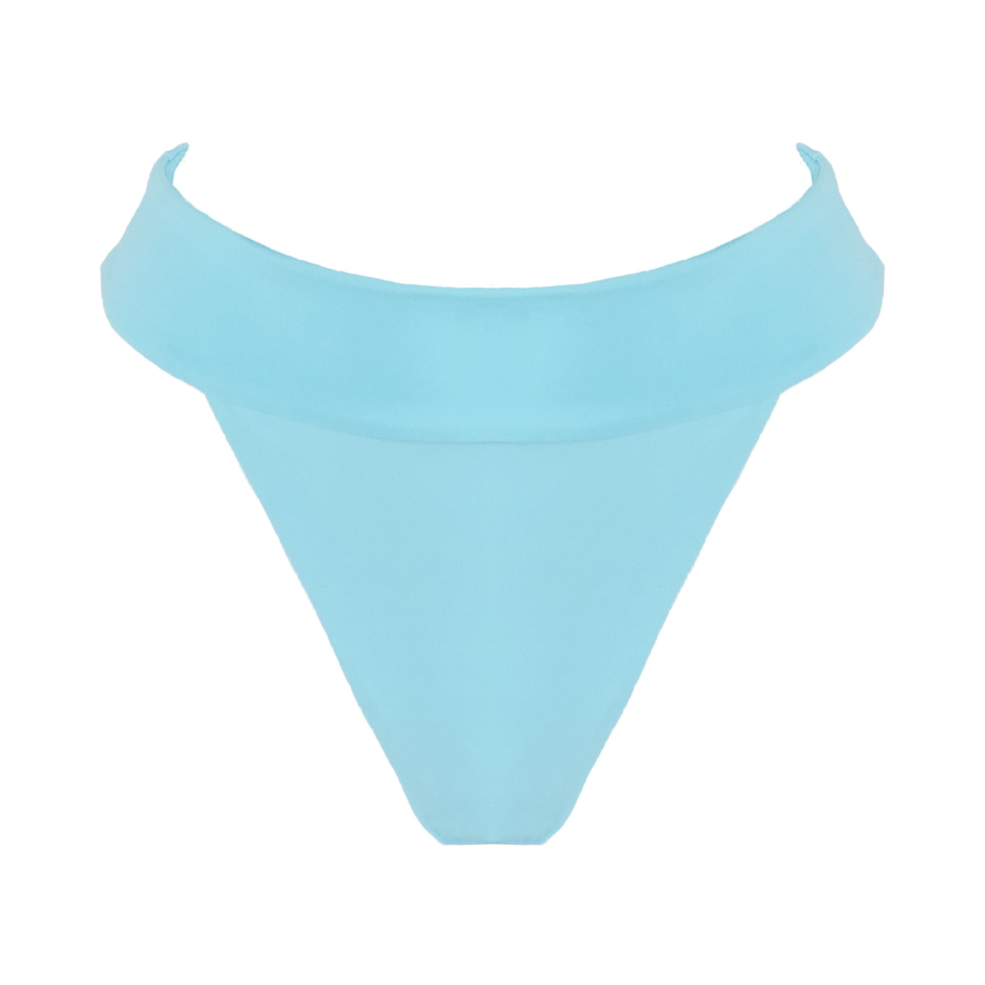 Ocean blue banded high waist thong bikini bottom.
