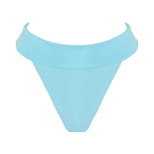 Ocean blue banded high waist thong bikini bottom.