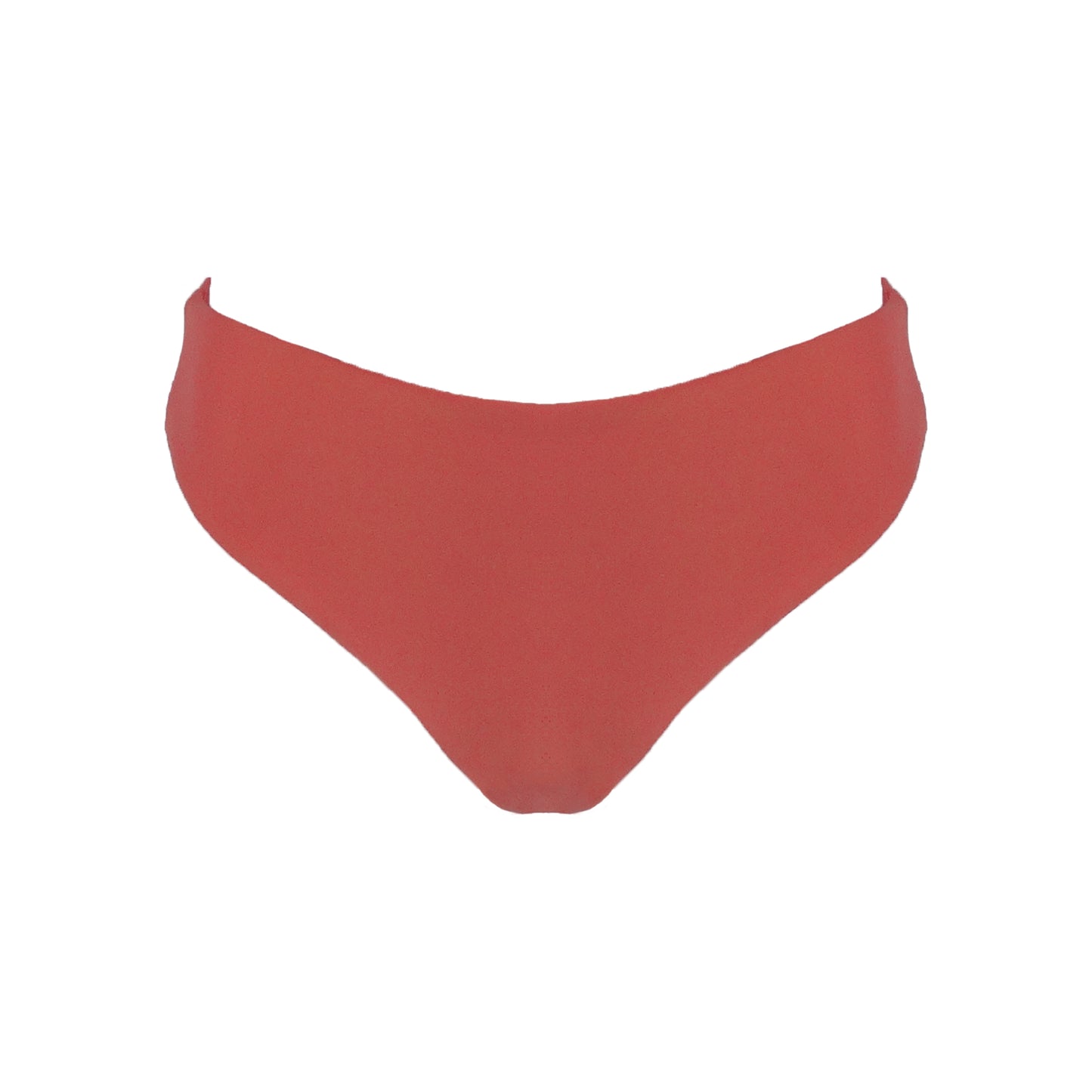 Terracotta rustic orange high waist cheeky bikini bottom with high cut legs, shapewear benefits, and full bum coverage.