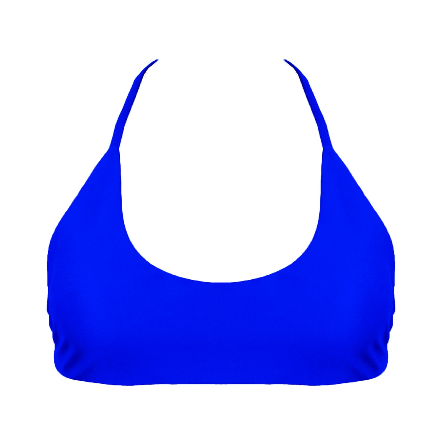 Royal Blue Azzurri Sports bra inspired bikini top with a bralette scoop neckline and skinny racerback straps.