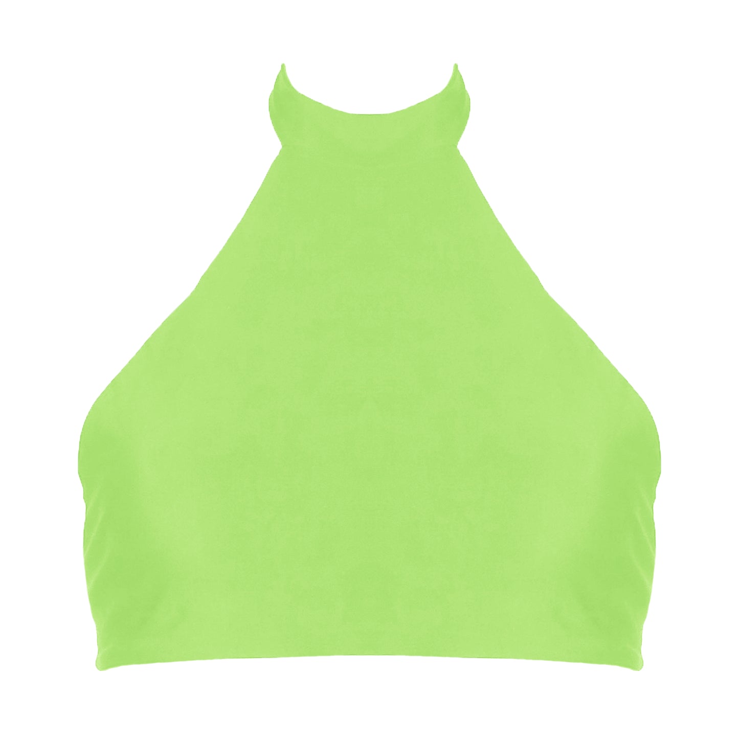 Light neon green sport inspired halter neck bikini top with adjustable tie back straps.