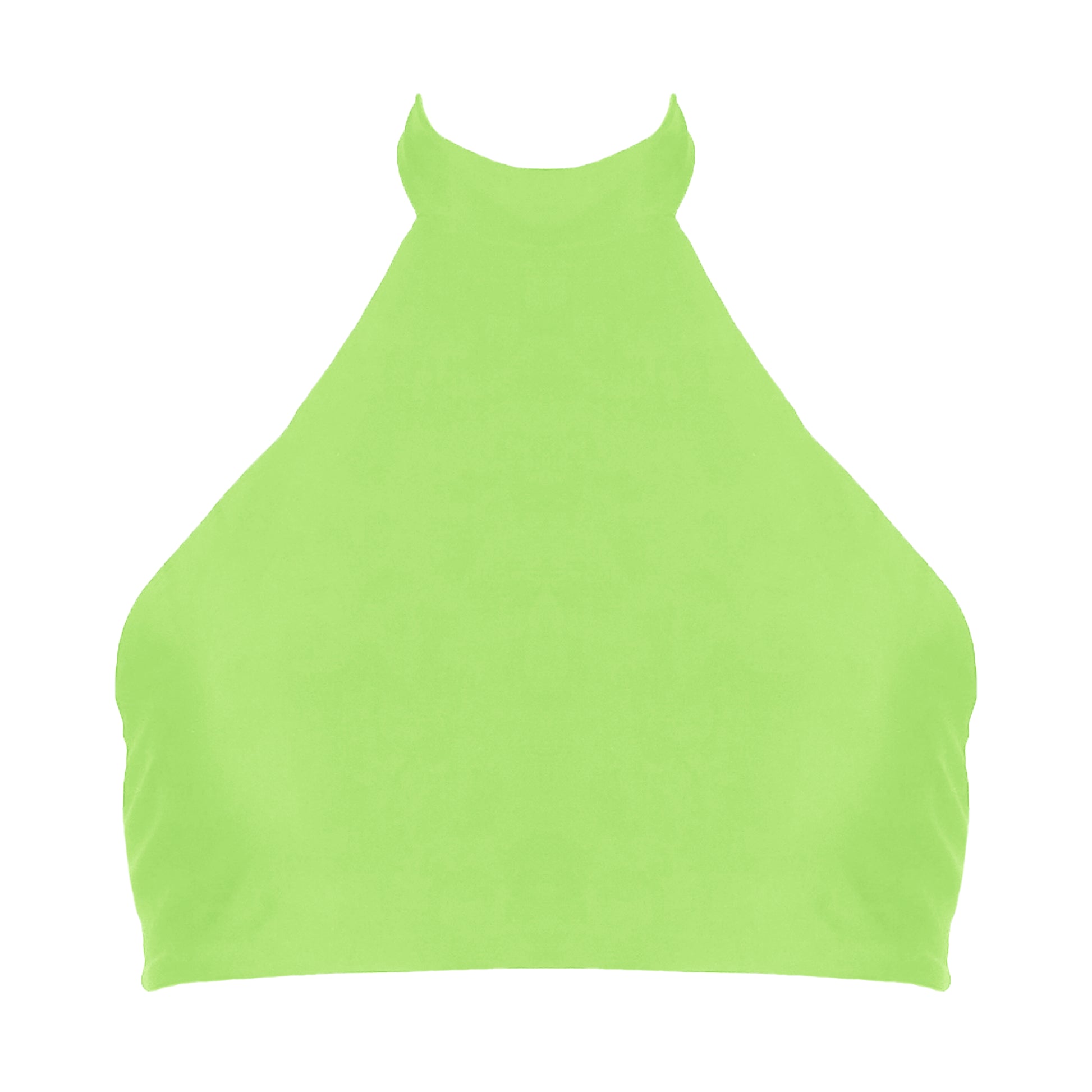 Light neon green sport inspired halter neck bikini top with adjustable tie back straps.