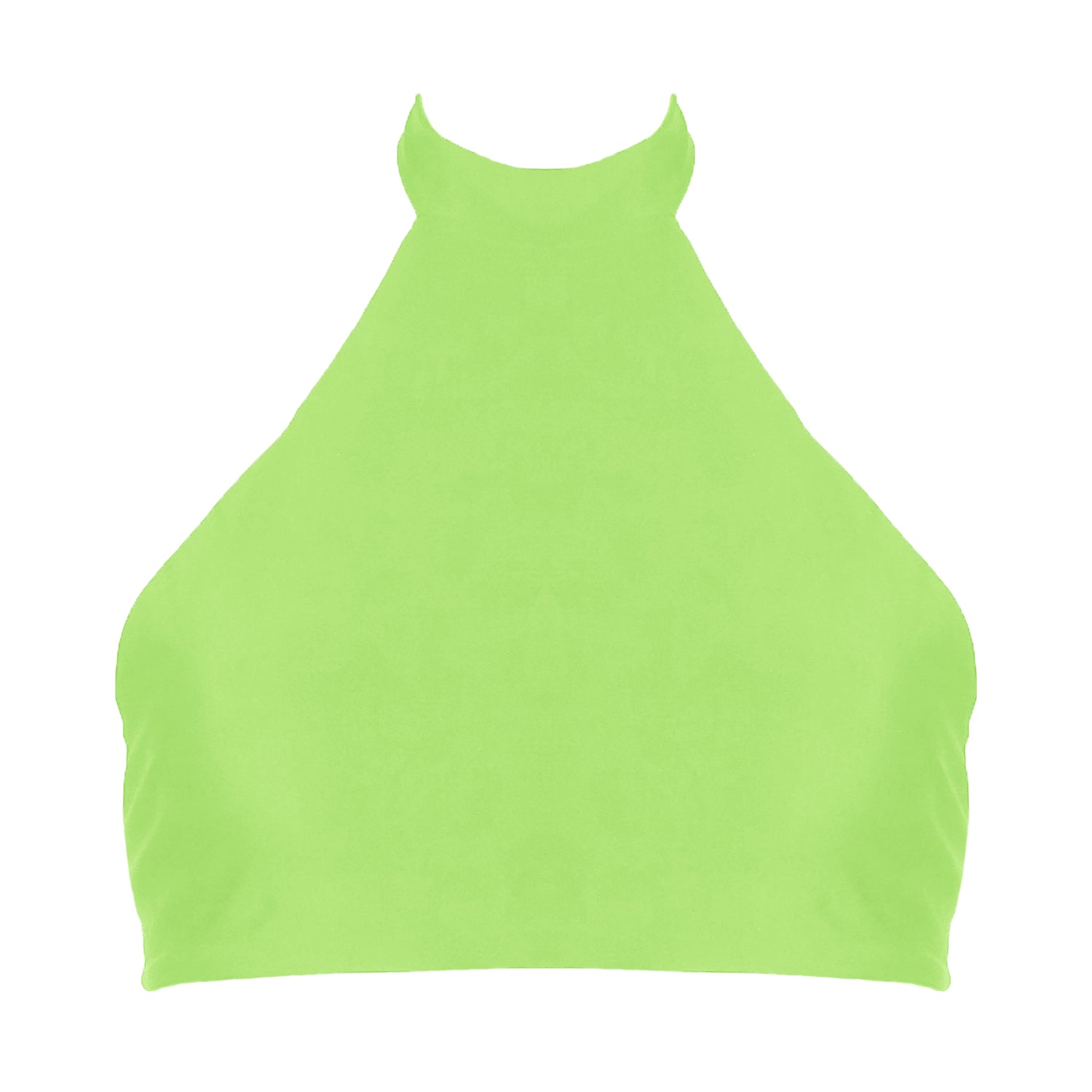 Light neon green sport inspired halter neck bikini top with adjustable tie back straps.