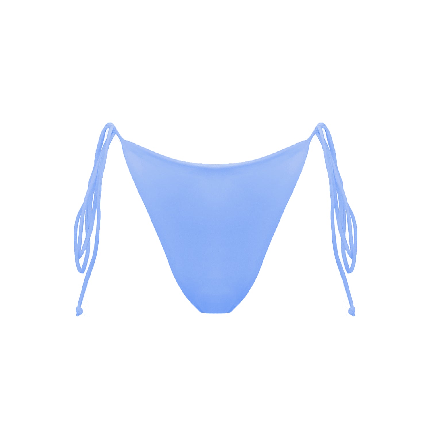 Periwinkle blue Ravello bikini bottom with adjustable side tie straps and cheeky bum coverage.