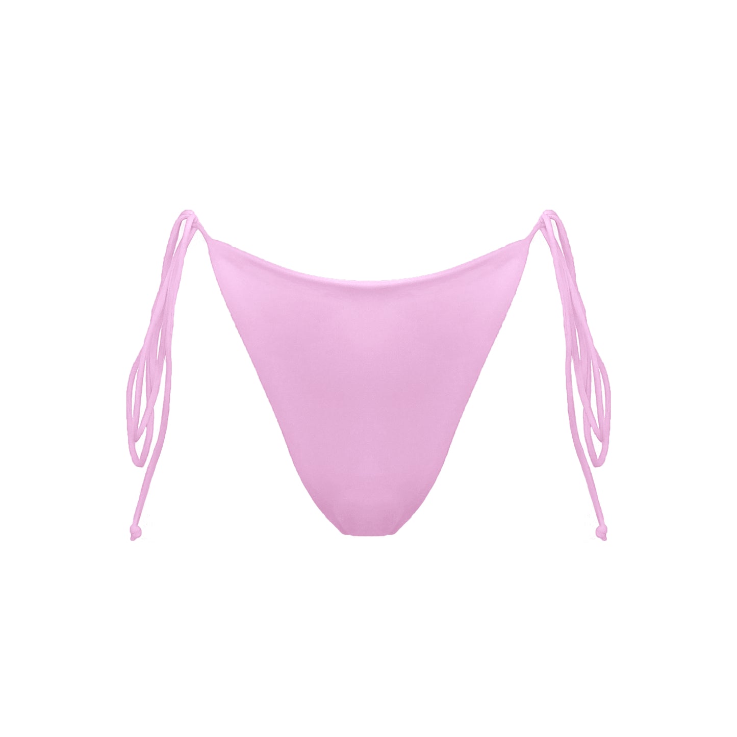 Pastel pink Ravello bikini bottom with adjustable side tie straps and cheeky bum coverage.