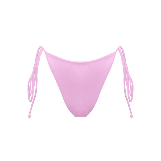Pastel pink Ravello bikini bottom with adjustable side tie straps and cheeky bum coverage.
