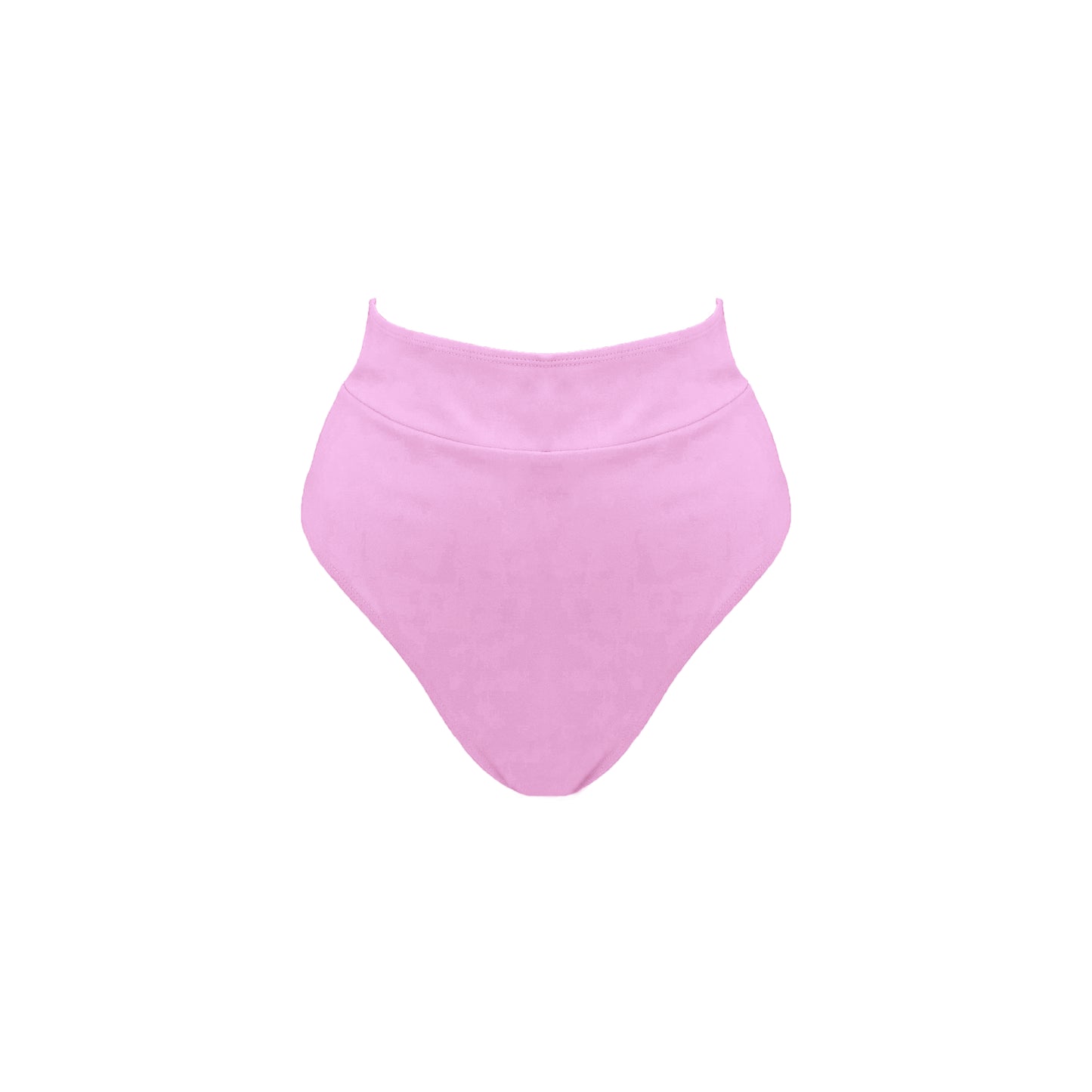 Pastel pink ultra high waist bikini bottom with banded waist, high cut legs and full bum coverage.