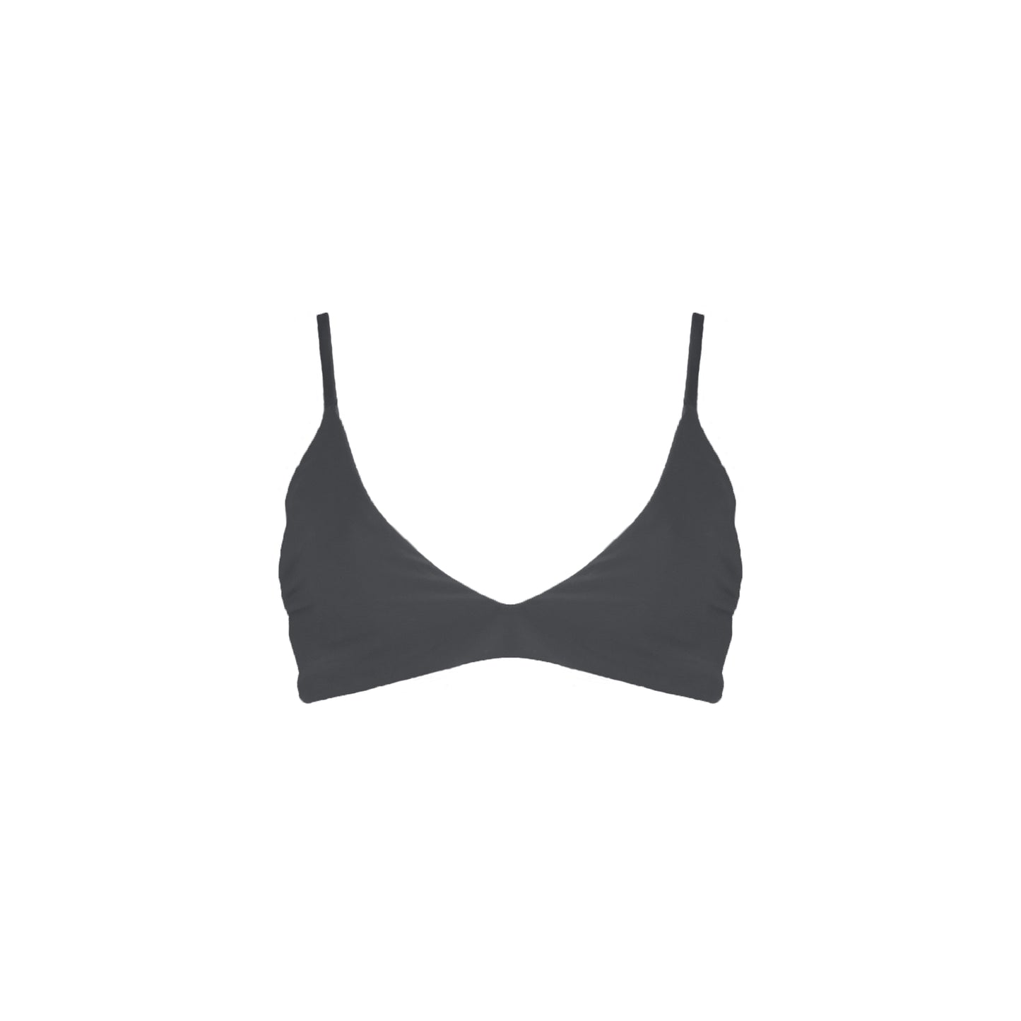 Dark Grey Bralette style bikini top with strappy back details.