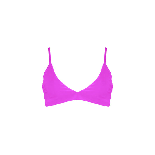 Barbie pink Bralette style bikini top with strappy back details.