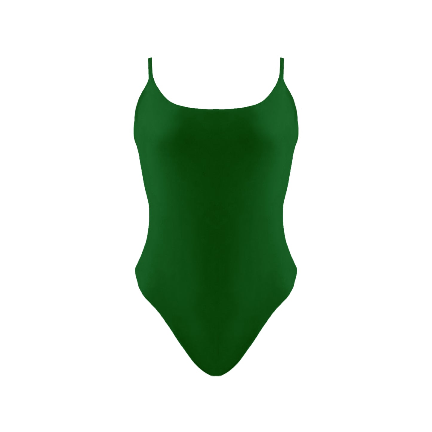 Forest Green Simplistic scoop neck one piece swimsuit with tie back, high cut legs and cheeky bum coverage.