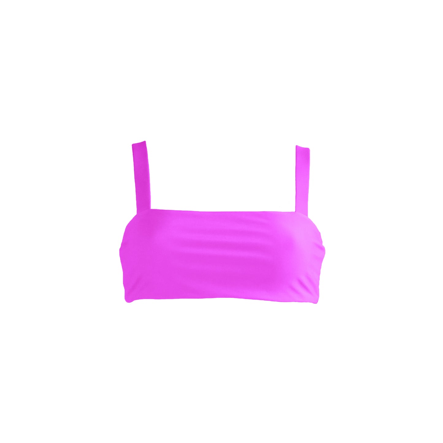 Barbie Pink Straight neck bandeau style bikini top with wide straps.