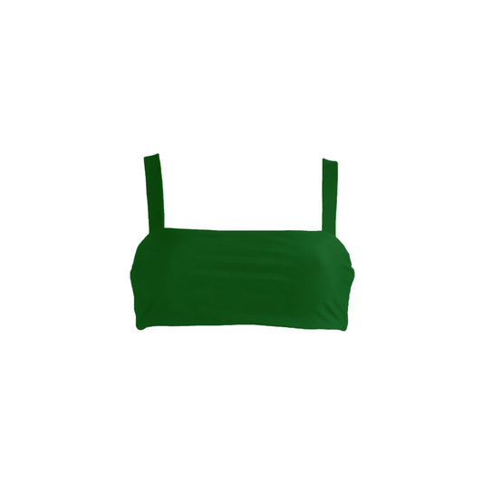 Forest green Straight neck bandeau style bikini top with wide straps.