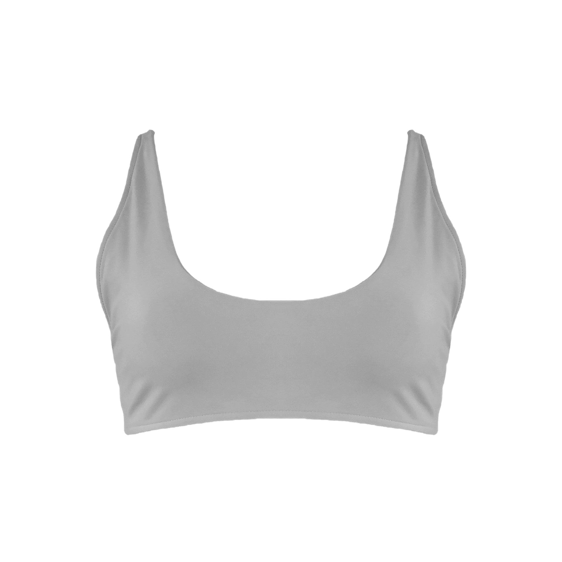 Light grey Scoop neck bralette style bikini top.