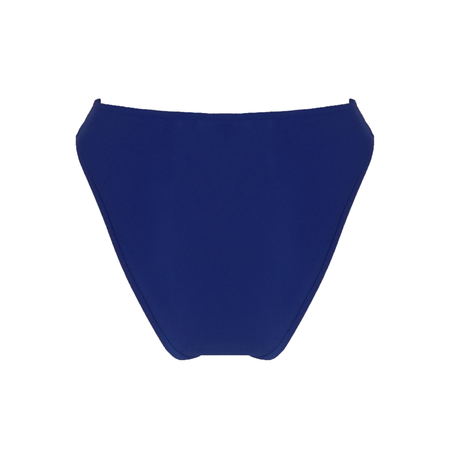 Back view of midnight navy High waist bikini bottom with high cut legs and cheeky bum coverage.