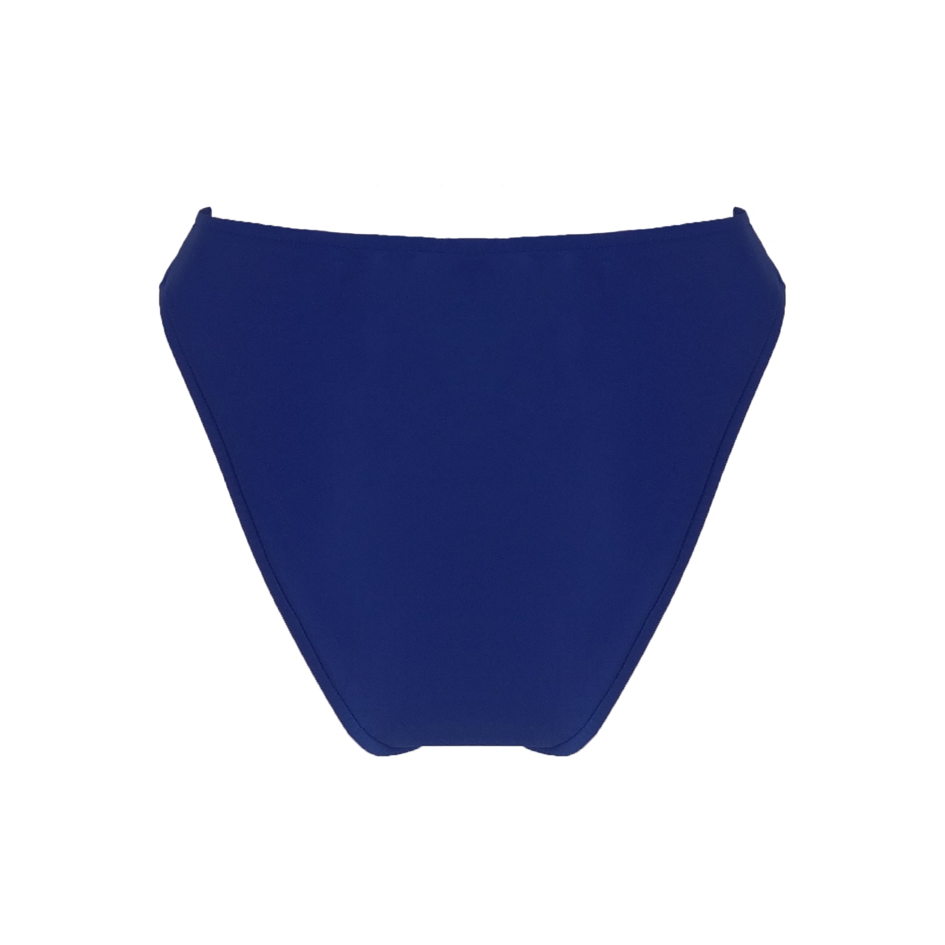 Back view of midnight navy High waist bikini bottom with high cut legs and cheeky bum coverage.