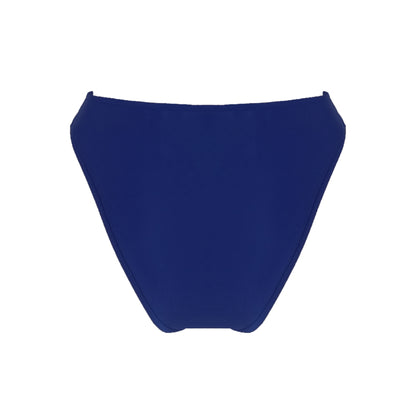 Back view of midnight navy High waist bikini bottom with high cut legs and cheeky bum coverage.