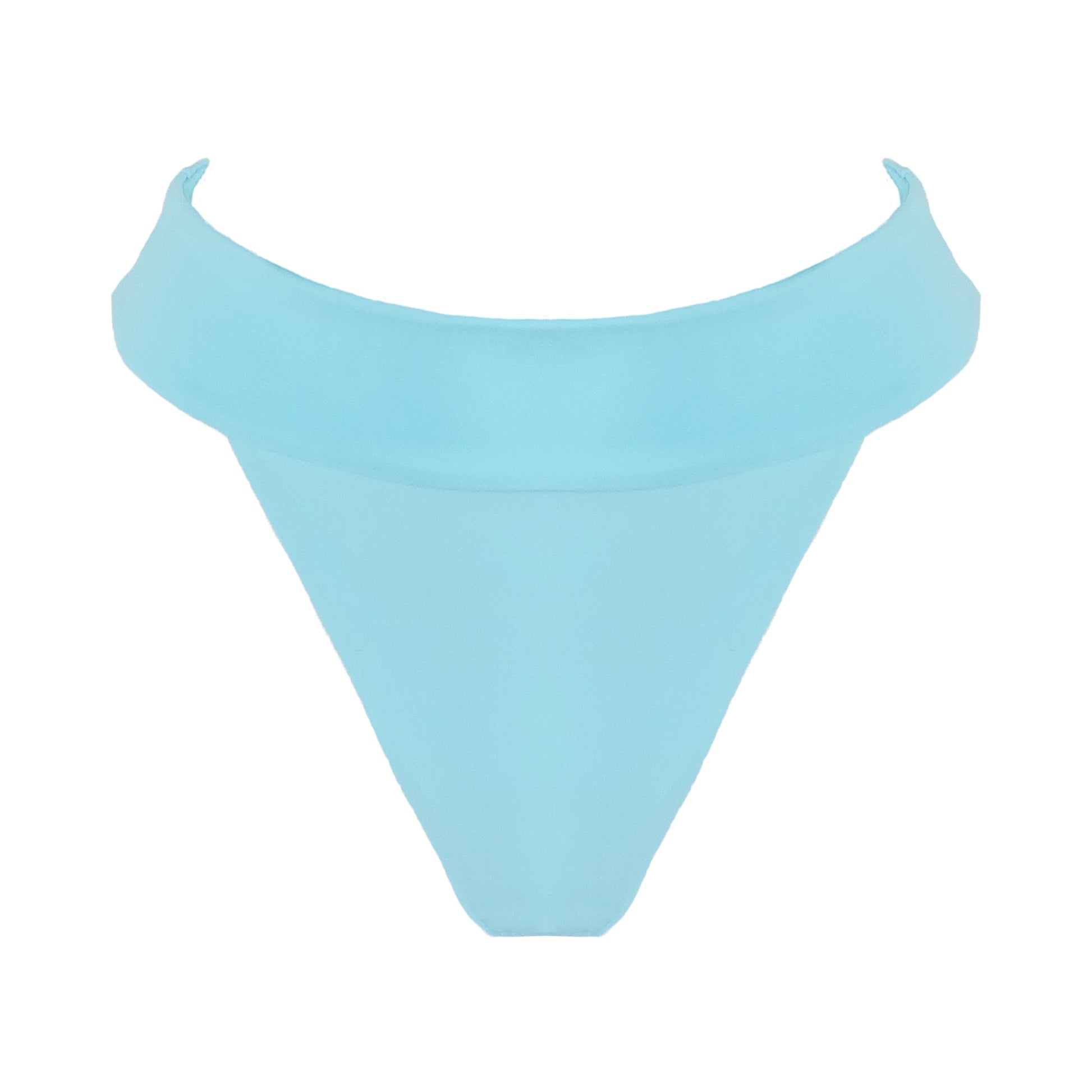 Ocean blue banded high waist thong bikini bottom.