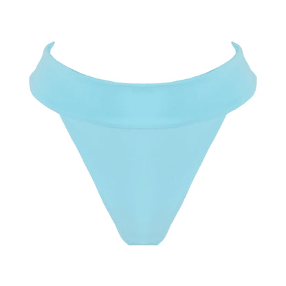 Ocean blue banded high waist thong bikini bottom.